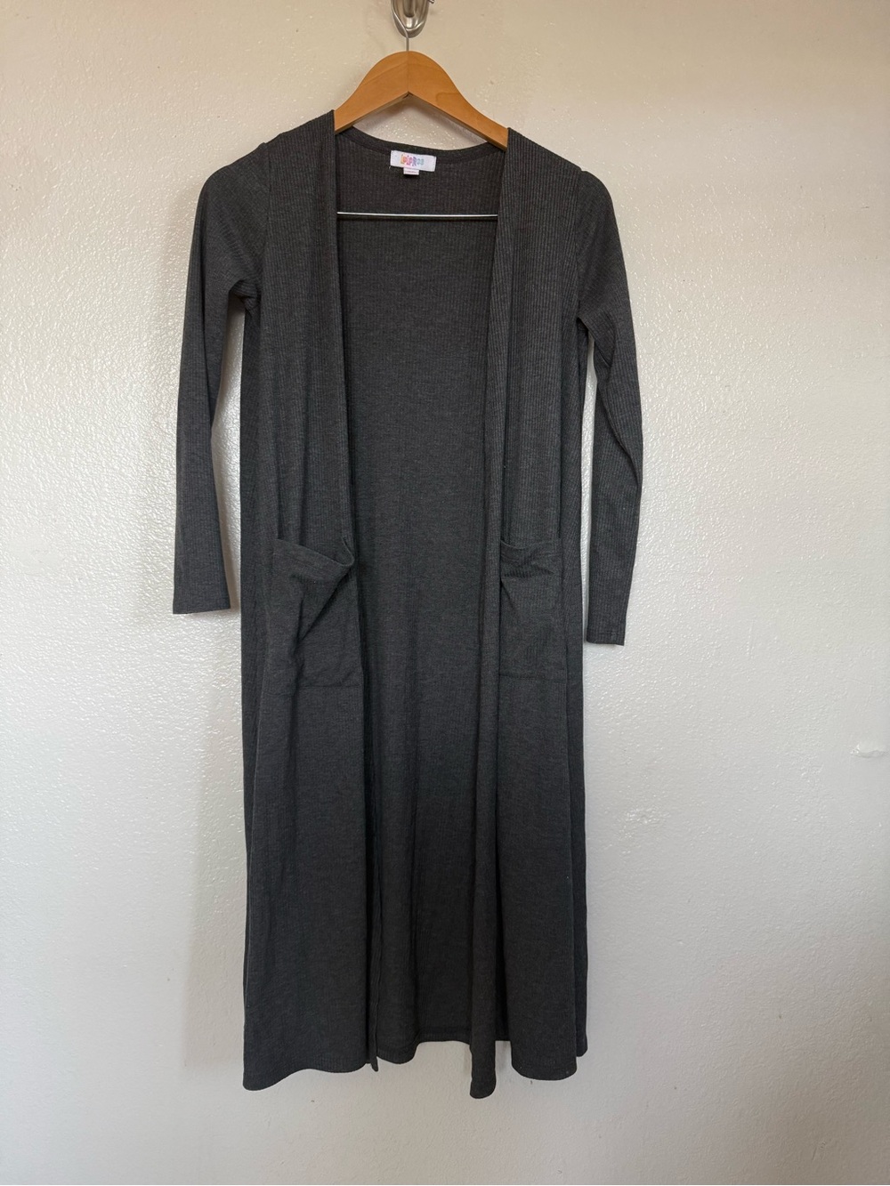 LuLaRoe Sarah Long Open-Front Cardigan - Charcoal